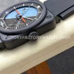 M+ Factory Bell & Ross BR-03 BR03A-HRZ-CESRB Horizon 41mm Ceramic Rubber Strap Lines Black Dial