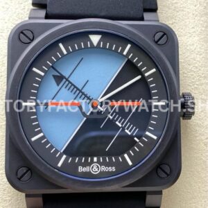 M+ Factory Bell & Ross BR03A-HRZ-CESRB Horizon 41mm ceramic rubber strap black dial