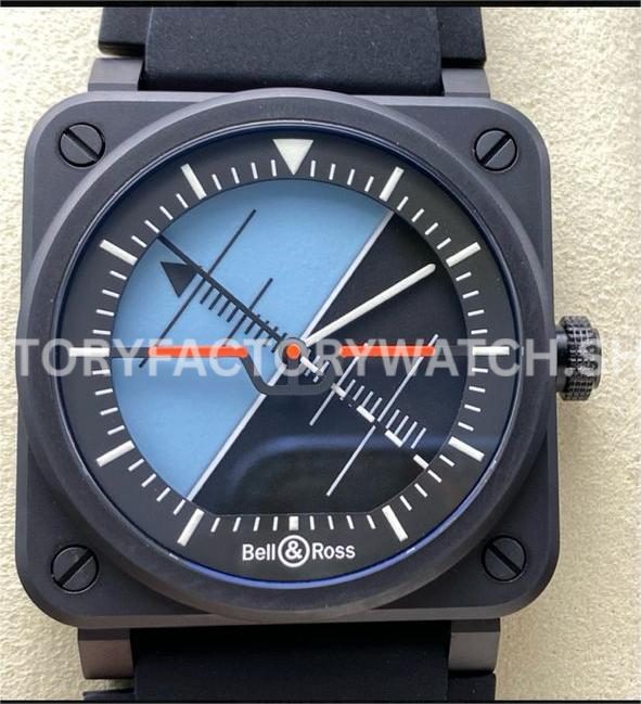 M+ Factory Bell & Ross BR03A-HRZ-CESRB Horizon 41mm ceramic rubber strap black dial