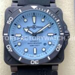 M+ Factory Bell & Ross BR03A-D-LM-CESRB 41mm ceramic rubber strap ice blue dial