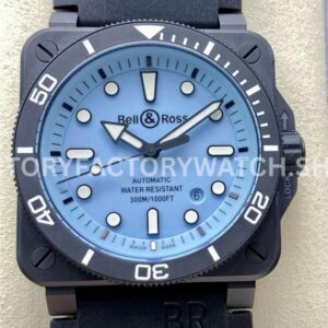 M+ Factory Bell & Ross BR03A-D-LM-CESRB 41mm ceramic rubber strap ice blue dial
