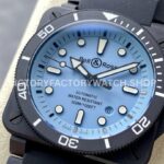 M+ Factory Bell & Ross BR03A-D-LM-CESRB 41mm Ceramic Rubber Strap Ice Blue Dial