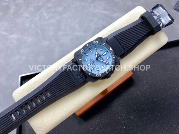 M+ Factory Bell & Ross BR03A-D-LM-CESRB 41mm Ceramic Rubber Strap Ice Blue Dial