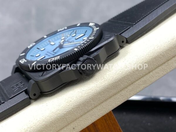 M+ Factory Bell & Ross BR03A-D-LM-CESRB 41mm Ceramic Rubber Strap Ice Blue Dial