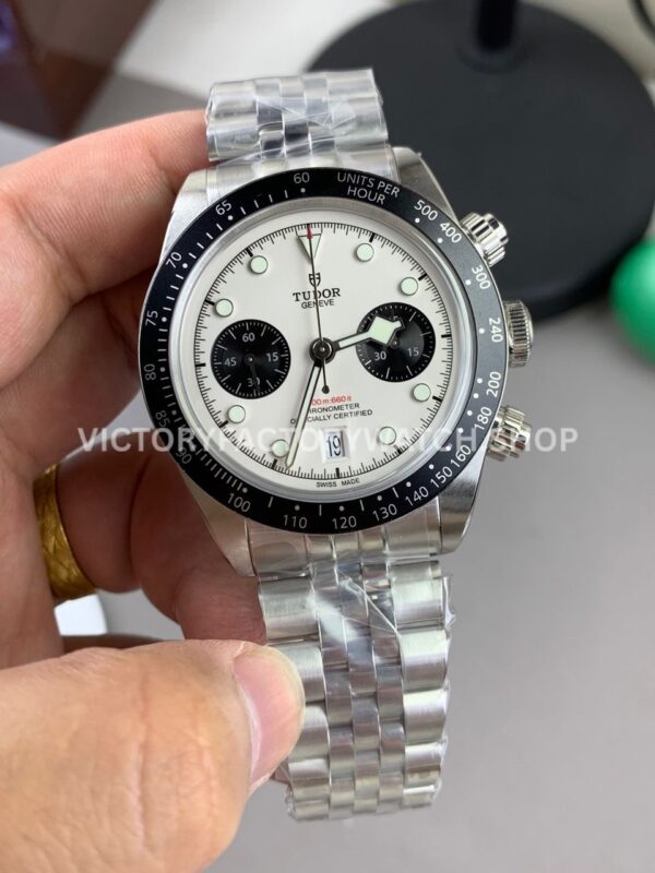 M+ Factory Tudor Panda Black Bay Chrono 79360N-0002 41mm Full Steel Ceramic Bezel White Dial Jubilee (3) M+ Factory Tudor Black Bay Chrono panda dial