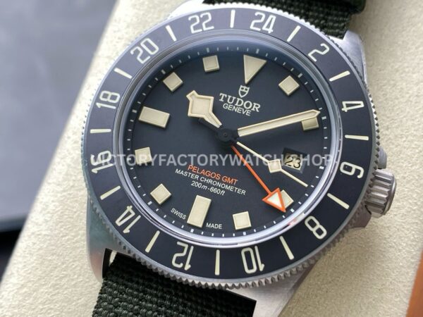 M+ Factory Tudor Pelagos FXD GMT M2542G247NU-0002 42mm Titanium Green Textile Strap Black Dial (9) M+ Factory Tudor Pelagos FXD GMT M2542G247NU-0002 42mm Titanium Green Textile Strap Black Dial