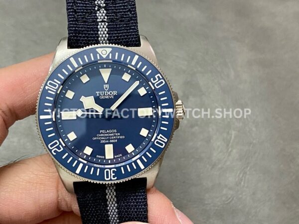 M+ Factory Tudor Pelagos M25707B24-0001 42mm Titanium Textile Strap Blue Dial (4) M+ Factory Tudor Pelagos M25707B-24-0001 blue dial