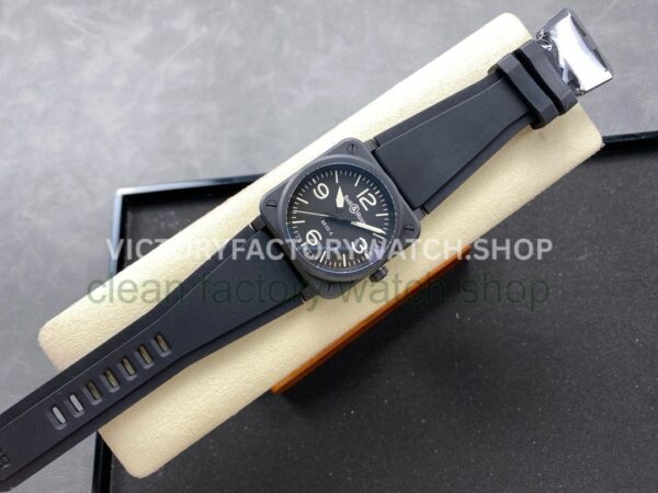M+Factory Bell & Ross BR-03-92 BR0392-BL-CE Ceramic 41mm Rubber Strap Arabic Numerals Black Dial