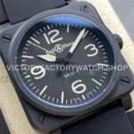 M+Factory Bell & Ross BR-03-92 BR0392-BL-CE Ceramic 41mm Rubber Strap Arabic Numerals Black Dial