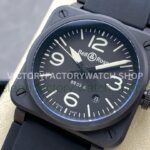 M+Factory Bell & Ross BR-03-92 BR0392-BL-CE Ceramic 41mm Rubber Strap Arabic Numerals Black Dial