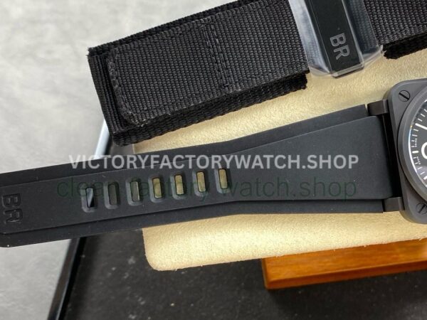 M+Factory Bell & Ross BR-03-92 BR0392-BL-CE Ceramic 41mm Rubber Strap Arabic Numerals Black Dial
