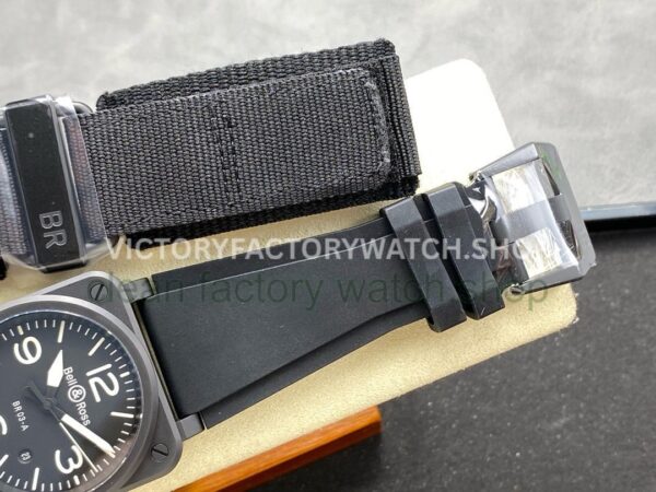 M+Factory Bell & Ross BR-03-92 BR0392-BL-CE Ceramic 41mm Rubber Strap Arabic Numerals Black Dial