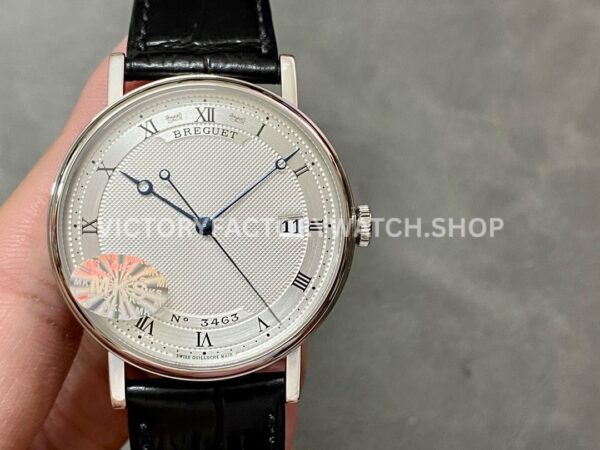MKS Factory Breguet Classique 5177BB159V6 38mm White Gold Leather Strap Roman Numerals Silver Dial (9) MKS Factory Breguet Classique 5177BB 15 9V6 38mm white gold leather strap silver dial