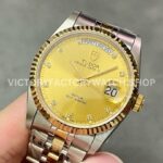 MKS Factory Tudor Date-Day 76213-0011 35mm Half Yellow Gold Diamond Gold Dial (4) MKS Factory Tudor Date-Day 76213-0011 36mm Half Yellow Gold Diamond Gold Dial