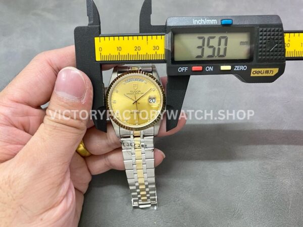 MKS Factory Tudor Date-Day 76213-0011 35mm Half Yellow Gold Diamond Gold Dial (6) MKS Factory Tudor Date-Day 76213-0011 36mm Half Yellow Gold Diamond Gold Dial
