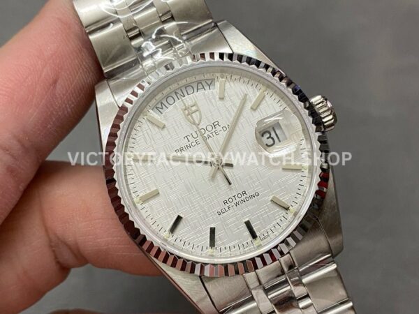 MKS Factory Tudor Date-Day 76214-0009 36mm Full Steel White Gold Bezel Silver Dial (10) MKS Factory Tudor Date-Day 76214-0009 36mm Full Steel White Gold Bezel Silver Dial