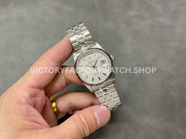 MKS Factory Tudor Date-Day 76214-0009 36mm Full Steel White Gold Bezel Silver Dial (4) MKS Factory Tudor Date-Day 76214-0009 36mm Full Steel White Gold Bezel Silver Dial