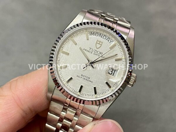 MKS Factory Tudor Date-Day 76214-0009 36mm Full Steel White Gold Bezel Silver Dial (5) MKS Factory Tudor Date-Day 76214-0009 36mm Full Steel White Gold Bezel Silver Dial