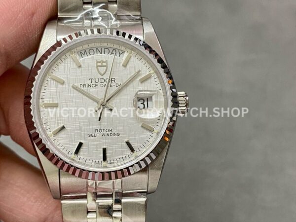 MKS Factory Tudor Date-Day 76214-0009 36mm Full Steel White Gold Bezel Silver Dial (6) MKS Factory Tudor Date-Day 76214-0009 36mm silver dial