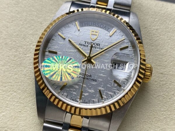 MKS Factory Tudor Prince Date Day 76213-0019 36mm Half Yellow Gold Silver Mosaic Linen Dial (1) MKS Factory Tudor Prince Date Day 76213-0019 36mm Half Yellow Gold Silver Mosaic Linen Dial