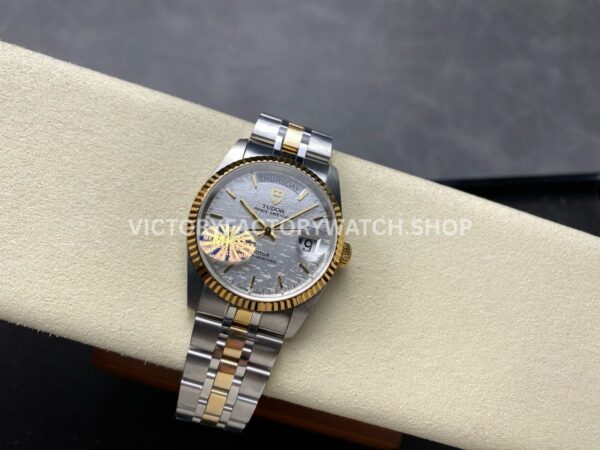 MKS Factory Tudor Prince Date Day 76213-0019 36mm Half Yellow Gold Silver Mosaic Linen Dial (10) MKS Factory Tudor Prince Date Day 76213-0019 36mm Half Yellow Gold Silver Mosaic Linen Dial