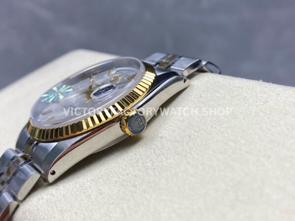 MKS Factory Tudor Prince Date Day 76213-0019 36mm Half Yellow Gold Silver Mosaic Linen Dial (2) MKS Factory Tudor Prince Date Day 76213-0019 36mm Half Yellow Gold Silver Mosaic Linen Dial