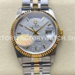 MKS Factory Tudor Prince Date Day 76213-0019 36mm Half Yellow Gold Silver Mosaic Linen Dial (7) MKS Factory Tudor Prince Date Day 76213-0019 silver linen dial