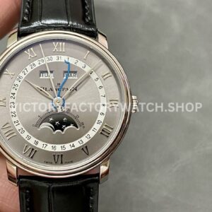 OM Factory Blancpain Villeret Quantième Complet 6654-1113-55B 40mm steel leather strap grey dial