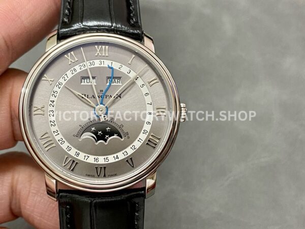 OM Factory Blancpain Villeret Quantième Complet 6654-1113-55B 40mm Steel (6) OM Factory Blancpain Villeret Quantième Complet 6654-1113-55B 40mm steel leather strap grey dial