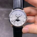 OM Factory Blancpain Villeret Quantième Complet 6654-1127-55B 40mm Steel Leather Strap Roman OM Factory Blancpain Villeret Quantième Complet 6654-1127-55B 40mm steel leather strap white dial