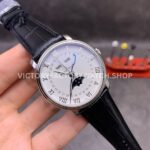 OM Factory Blancpain Villeret Quantième Complet 6654-1127-55B 40mm Steel Leather Strap Roman (3) OM Factory Blancpain Villeret Quantième Complet 6654-1127-55B 40mm Steel Leather Strap Roman Numerals White Dial