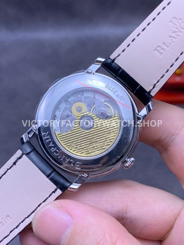 OM Factory Blancpain Villeret Quantième Complet 6654-1127-55B 40mm Steel Leather Strap Roman (9) OM Factory Blancpain Villeret Quantième Complet 6654-1127-55B 40mm Steel Leather Strap Roman Numerals White Dial