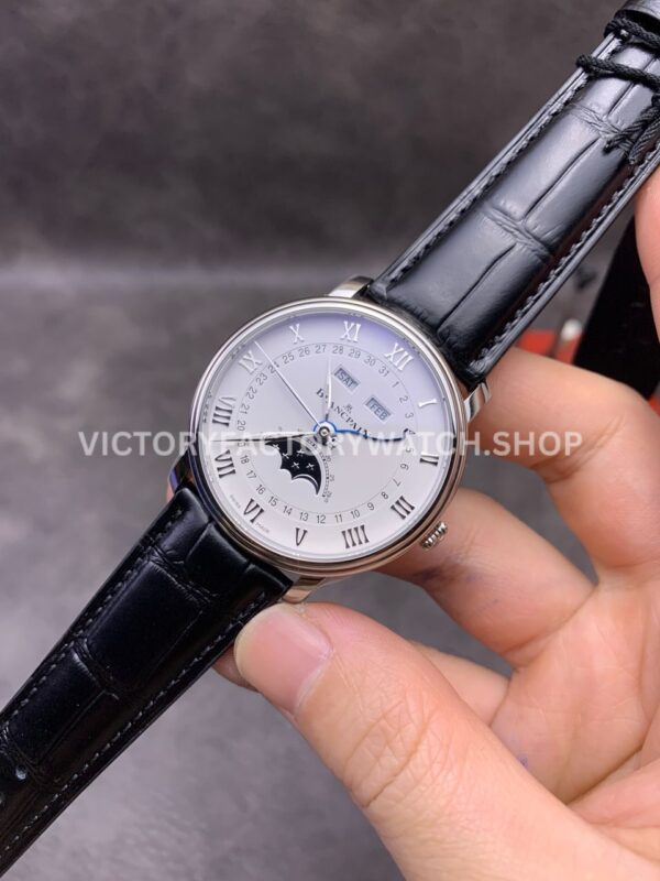 OM Factory Blancpain Villeret Quantième Complet 6654-1127-55B 40mm Steel Leather Strap Roman N (1) OM Factory Blancpain Villeret Quantième Complet 6654-1127-55B 40mm Steel Leather Strap Roman Numerals White Dial