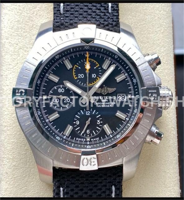 TF Breitling Avenger A13317101B1X1 black dial canvas strap