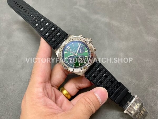 TF Factory Breitling Chronomat 42 AB01343A1L1A1 42mm Steel Rubber Strap Green Dial