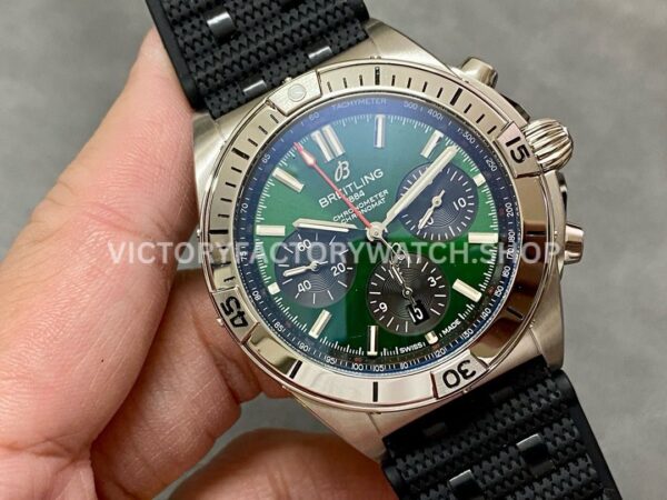TF Factory Breitling Chronomat 42 AB01343A1L1A1 42mm Steel Rubber Strap Green Dial