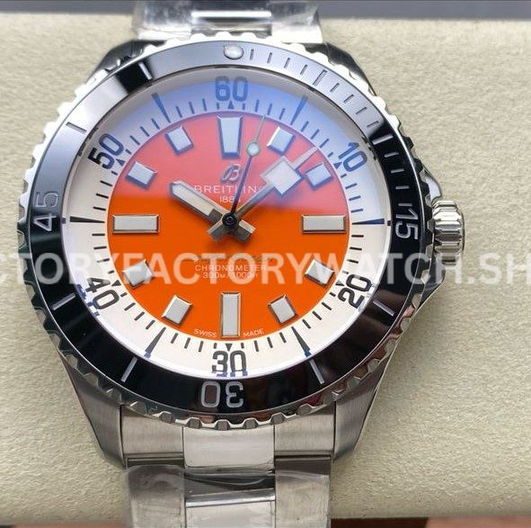 TF Factory Breitling Superocean A173751A1O1S1 44mm Full Steel Black Bezel Orange Dial (3) TF Breitling Superocean A173751A1O1S1 full steel orange dial
