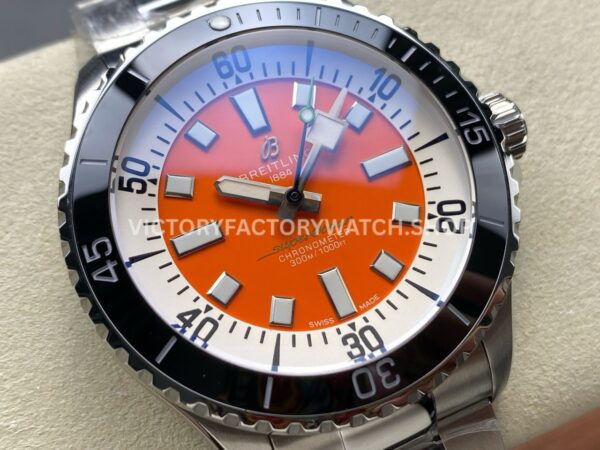 TF Factory Breitling Superocean A173751A1O1S1 44mm Full Steel Black Bezel Orange Dial (9) TF Factory Breitling Superocean A173751A1O1S1 44mm Full Steel Black Bezel Orange Dial