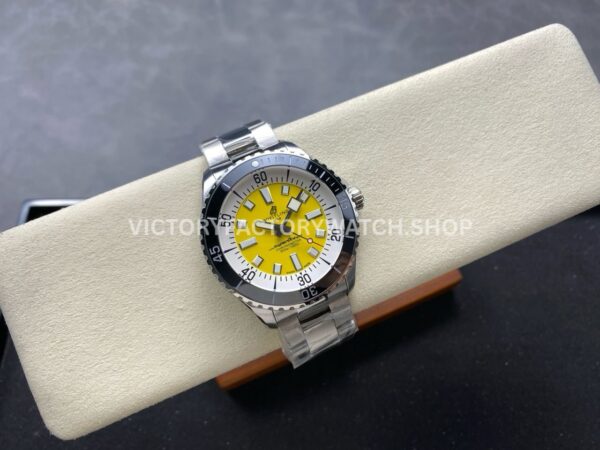 TF Factory Breitling Superocean A17375211I1A1 44mm Full Steel Black Bezel Yellow Dial (2) TF Factory Breitling Superocean A17375211I1A1 44mm Full Steel Black Bezel Yellow Dial