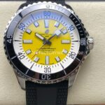 TF Factory Breitling Superocean A17375211I1S1 44mm Steel Black Rubber Strap Black Bezel Yellow Dia (1) TF Breitling Superocean A17375211I1S1 yellow dial black rubber strap