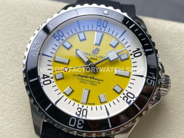 TF Factory Breitling Superocean A17375211I1S1 44mm Steel Black Rubber Strap Black Bezel Yellow Dia ( (4) TF Factory Breitling Superocean A17375211I1S1 44mm Steel Black Rubber Strap Black Bezel Yellow Dial