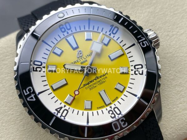 TF Factory Breitling Superocean A17375211I1S1 44mm Steel Black Rubber Strap Black Bezel Yellow Dia ( (8) TF Factory Breitling Superocean A17375211I1S1 44mm Steel Black Rubber Strap Black Bezel Yellow Dial