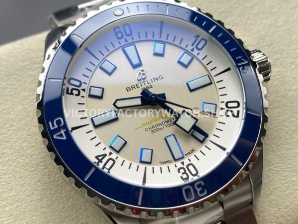 TF Factory Breitling Superocean A17375E71G1A1 44mm Full Steel Blue Bezel Silver Dial