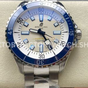 TF Breitling Superocean A17375E71G1A1 steel silver dial blue bezel