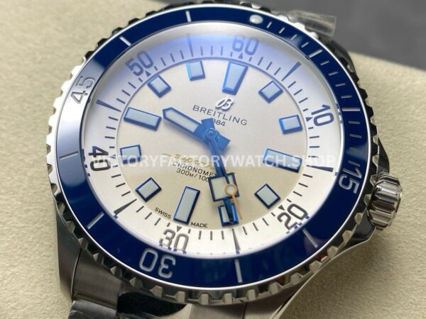 TF Factory Breitling Superocean A17375E71G1A1 44mm Full Steel Blue Bezel Silver Dial