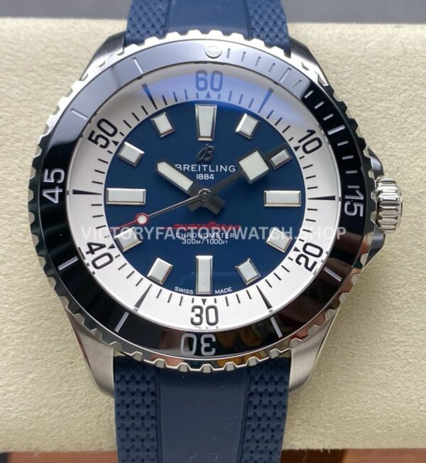 TF Factory Breitling Superocean A17376211C1S1 44mm Steel Blue Rubber Strap Black Bezel Blue Dial (1) TF Breitling Superocean A17376211C1S1 blue dial blue rubber strap