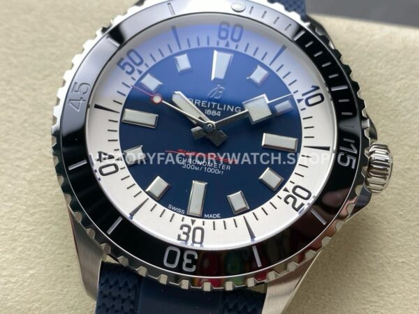 TF Factory Breitling Superocean A17376211C1S1 44mm Steel Blue Rubber Strap Black Bezel Blue Dial (8) TF Factory Breitling Superocean A17376211C1S1 44mm Steel Blue Rubber Strap Black Bezel Blue Dial