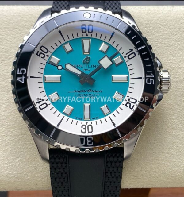 TF Breitling Superocean A17376211L2S1 light blue dial black rubber strap