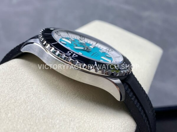 TF Factory Breitling Superocean A17376211L2S1 44mm Black Rubber Strap  Black Bezel Light Blue Dial