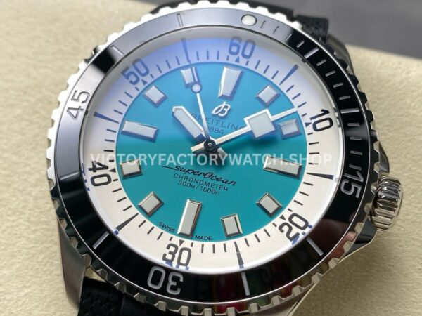 TF Factory Breitling Superocean A17376211L2S1 44mm Black Rubber Strap  Black Bezel Light Blue Dial